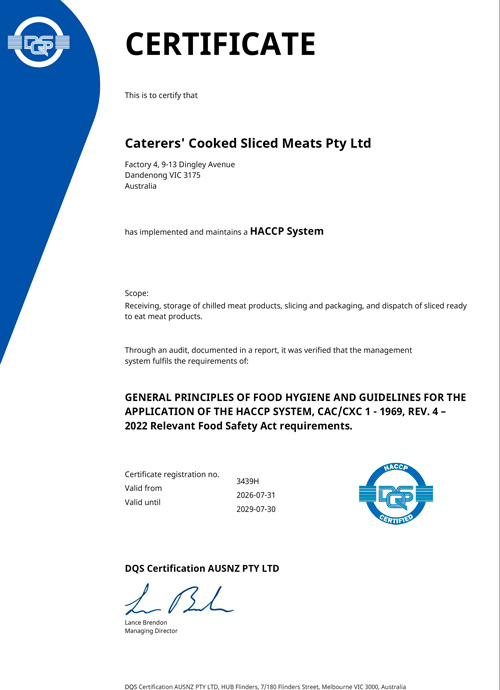HACCP Certification to 2029